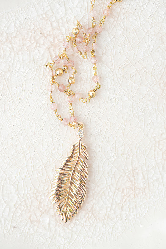 Strawberry Palm Frond Necklace