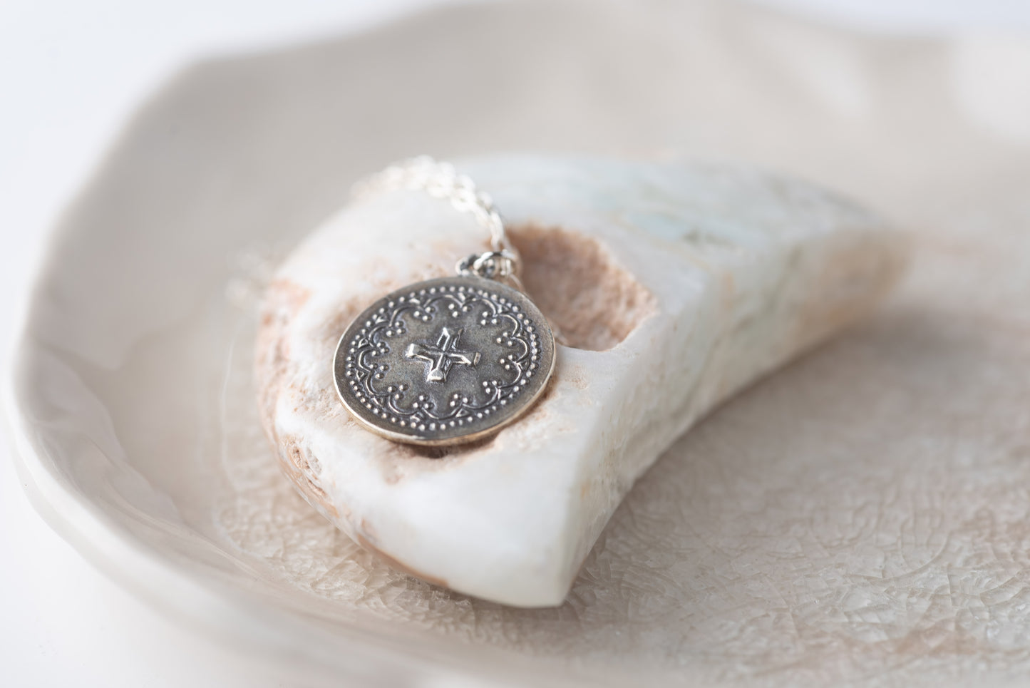 Speckled Silver Cross Necklace